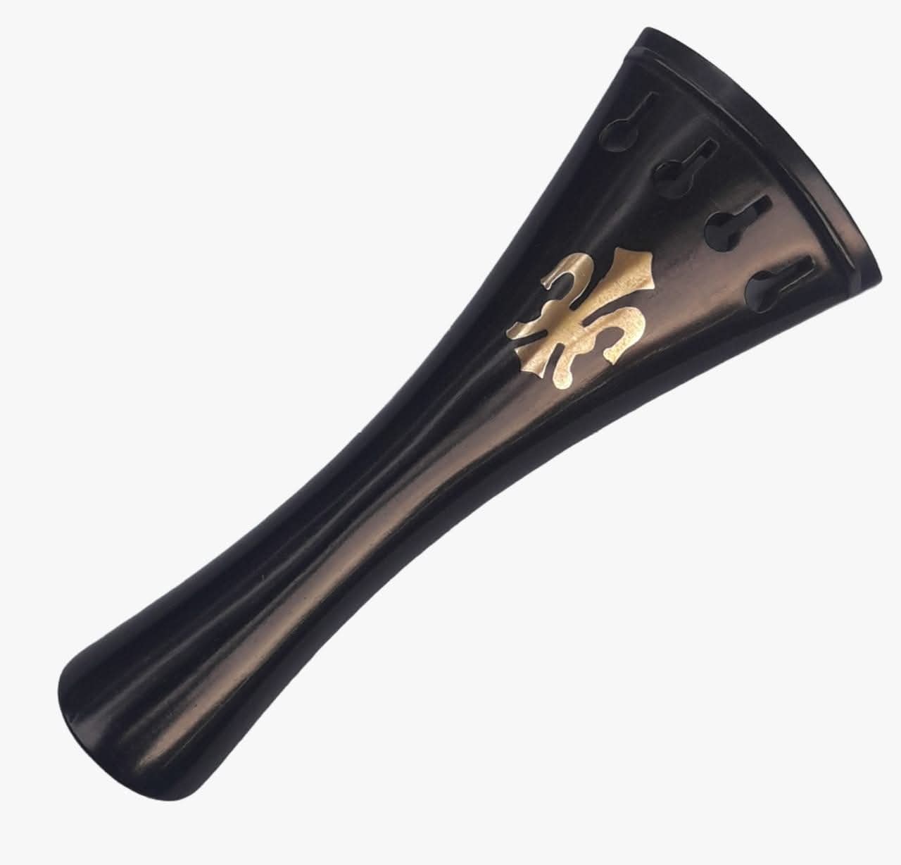 Ebony violin tailpiece french lily brass inlay